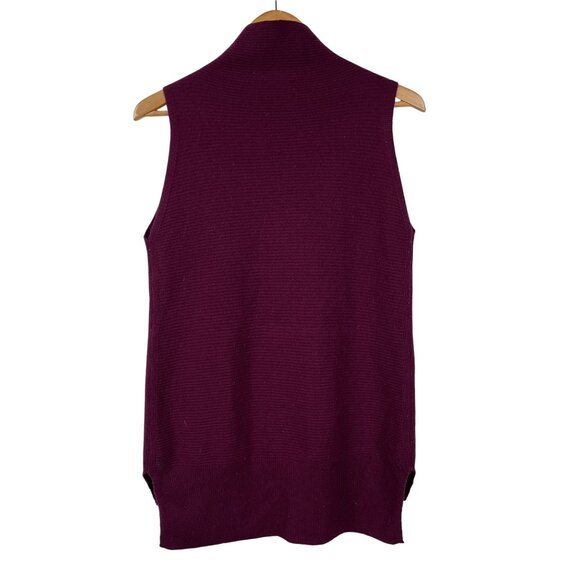 Limited 100% Cashmere Plum Sleeveless Mock Turtleneck Tank Sweater Size Small - Picture 2 of 5